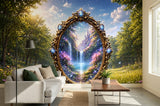 Enchanted Forest Portal Peel and Stick Mural | Fairy Tale Castle Waterfall Magical View Wallpaper