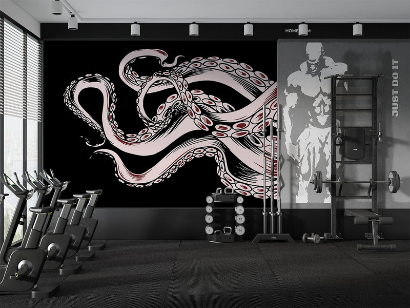 Ocean Theme Self-Adhesive Wallpaper for Gym, Office, Bedroom – "Octopus Tentacles: Breath of the Abyss"