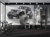 Off-Road Blueprint Wall Mural – Peel and Stick Technical Drawing Wallpaper for Garage & Office