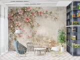 Peel and Stick  Floral Wallpaper – Vintage Pink Blossoms Wall Mural for Bedroom