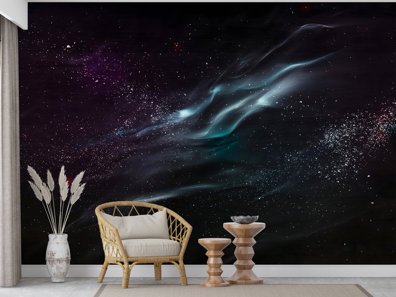 Cosmic Wall Print peel and Stick Muralr For Living Room, Hall, Or Above The Bed "Stream Of Starlight" 🌌