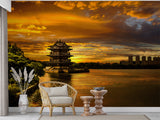 Peel and Stick Wall Mural for Office – Landscape with Sunset Yixing | Full Wall Design for Relaxation Areaoom & Office