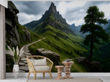 Peel and Stick Wall Mural | Natural Print For Living Room | Cozy Bedroom Decor | Mountain Theme Art Wallpaper | Home Poster “Mountain Path To The Summit” 🏞️