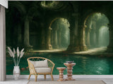 Wall Print Self-Adhesive Wall Murals With Architecture Image For Living Room Kitchen "Lost Temple Of Water" 🏛
