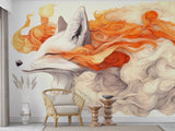 Self-Adhesive Full Wall Mural Abstract Art Design for Living Room, Kitchen, Bedroom 'Fox in a Vision'
