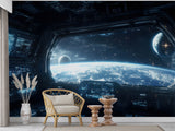 Cosmic Self-Adhesive Wall Mural Unique Space Print for Living Room, Bedroom, Office or Teen Room Spacecraft Control Interior Design Art Wall