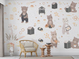 Cute Honey Bear Wallpaper • Sweet Beehive Peel and Stick or Non-Woven Wall Mural