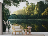 Natural Print Trees By The Lake Self-Adhesive Wall Mural Design For Office Calm Atmosphere For Relaxation Area Lake Print Forest Poster For Living Room