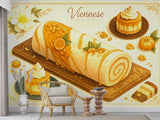 Wall mural for kitchen "Pumpkin Desserts" – full wall self-adhesive wallpaper, art design for cafes in French cuisine style 🍰