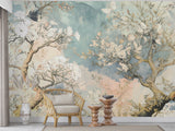 Wallpaper In Pastel Tones Japanese Style Mural Floral Print Vinyl Wallpaper Peel and Stick Decor For Living Room Calm Print For Bedroom 🌸