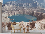 Self-adhesive wall mural “Landscape in a Crater” Natural wall print Bedroom design Relaxation area wallpaper