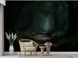Mystic Forest Path Peel and Stick Wall Mural – Dark Woodland Nature Wallpaper for Bedroom, Living Room & Office