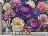 Self Adhesive Floral Wallpaper – Peony & Hydrangea Wall Mural, Removable Botanical Wall Decor