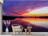 Nature Print Self-Adhesive Wall Mural for Living Room, Relaxation Area "Reflection of Clouds in the Lake" Accent Wall Decor