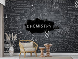 Peel and Stick Wall Mural Print for Office Science Theme Art Wall Kids Room Wallpaper Accent Wall “Chemistry and Formulas” Design for Classroom School Design Idea