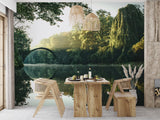 Natural Print Trees By The Lake Self-Adhesive Wall Mural Design For Office Calm Atmosphere For Relaxation Area Lake Print Forest Poster For Living Room