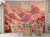 Self-Adhesive Wallpaper Pink Floral Clouds for Living Room