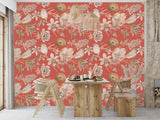 Peel and Stick Wall Mural Floral Wallpaper with Birds – Vintage Spring flowers Print Botanical Wall Mural for Living Room & Bedroom