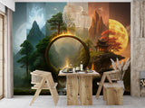 Self-Adhesive Wallpaper Full Wall Print For Living Room Office Design Fantasy Mural "Mystical Other Worlds" For Bedroom 🌌