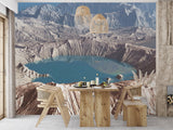 Self-adhesive wall mural “Landscape in a Crater” Natural wall print Bedroom design Relaxation area wallpaper