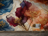 Abstract Floral Ink Non-Woven Wall Mural – Elegant Modern Flower Art Wallpaper