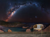 Nature and Space Wall Mural – Unique Design for Living Room, Office, Bedroom | Self-Adhesive Accent Wall Mural – Art Wall for Bedroom "Milky Way over the Ocean"🌌✨