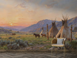 Non-Woven Mural For Living Room Historical Theme Print "Spirit Of The Ancestors. Reservation At Sunset" Design For Bedroom Combination Of History And Nature Art Wall Wallpaper For Office 🌄