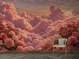 Self-Adhesive Wallpaper Pink Floral Clouds for Living Room