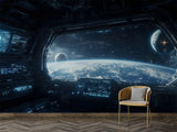 Cosmic Self-Adhesive Wall Mural Unique Space Print for Living Room, Bedroom, Office or Teen Room Spacecraft Control Interior Design Art Wall