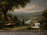 Non-Woven Wall Mural – Romantic European Estate Garden Landscape  Tags: