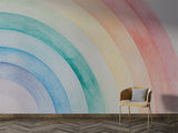 Non-Woven Wall Mural with Hand-Painted Rainbow for a Magical Children’s Room