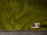 Dark Olive Green Abstract Marble Wall Mural – Modern Peel and Stick Wallpaper, Fluid Art Texture for Contemporary Interior