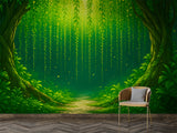 Nature Art For Kids Room Wallpaper Print For Nursery Self-Adhesive Wall Mural For Baby Room Full Wall Poster "Green Arch In The Forest"🌿