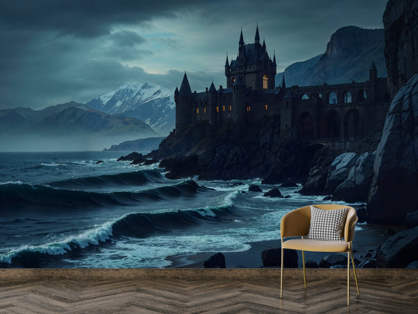 Gothic Style Self-Adhesive Wall Murals for Living Room, Bedroom, or Home Office – "Fortress at the Edge of the World"