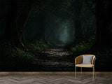 Mystic Forest Path Peel and Stick Wall Mural – Dark Woodland Nature Wallpaper for Bedroom, Living Room & Office