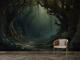 Traditional wallpaper Misty forest thickets, mystical atmosphere for bedroom, living room, or office Accent wall, Art Wall