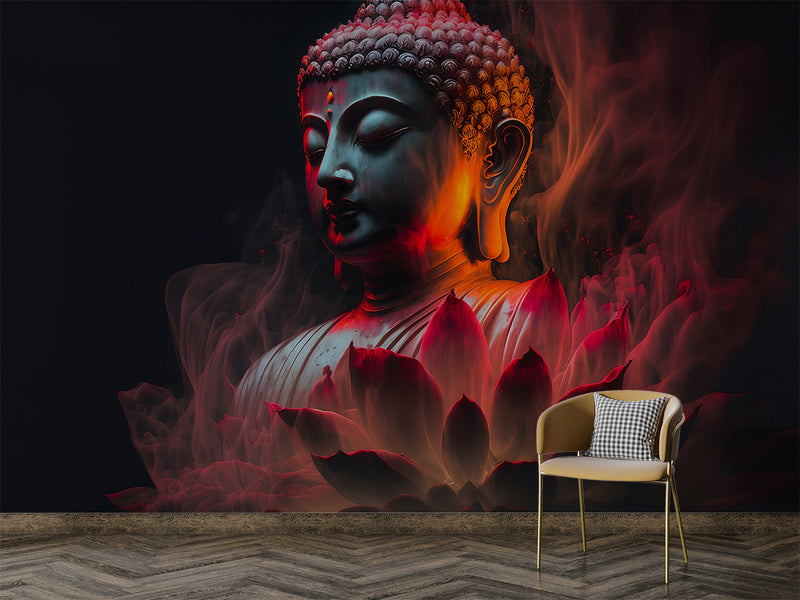 Ethnic print Modern style Non-woven Mural for living room Accent wall for bedroom "Buddha" Spiritual strength Motivational artwork
