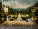 Peel and Stick Wall Mural – Classic Italian Villa Garden Landscape Wallpaper