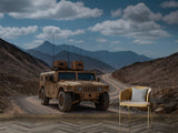 Peel and Stick Mural Military Off-Road Vehicle in Mountains Desing – Desert Tactical Truck on Winding Road Print, Realistic Wall Mural for Office and Living Room
