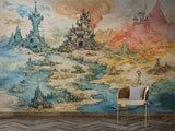 Peel and Stick Wall Mural “Fantasy Kingdom Map” –Wallpaper for Kids Room