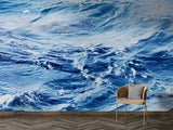 Peel and Stick Wall Mural for Living Room – Blue Ocean Waves Refreshing Design
