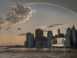 Nature and Urban Wall Mural – Self-Adhesive Full Wall Art for Bedroom, Office, Living Room | "Rainbow over the City" Home Print 🌆🌈