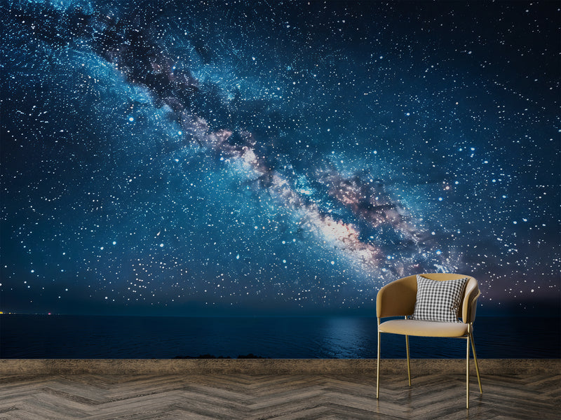 Accent Wall Non-Woven Wallpaper For Living Room, Kids Room, Bedroom | Home Decor "Milky Way Over The Sea" 🌌