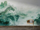 Non-Woven Wall Mural for Bedroom – Dragon Boat Festival Chinese Dragon Wandering in the Sky | Wall Print for Living Room