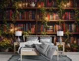Library Peel and Stick Wall Mural – Cozy Bookcase Wallpaper for Home Office, Reading Room