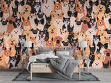 Self-Adhesive Wall Murals Full Wall Collage With Dogs For Cozy Bedroom  Living Room 🐾"Happy Pets"🐾