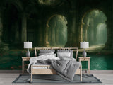 Wall Print Self-Adhesive Wall Murals With Architecture Image For Living Room Kitchen "Lost Temple Of Water" 🏛