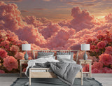 Self-Adhesive Wallpaper Pink Floral Clouds for Living Room