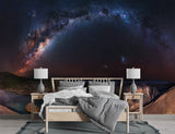 Nature and Space Wall Mural – Unique Design for Living Room, Office, Bedroom | Self-Adhesive Accent Wall Mural – Art Wall for Bedroom "Milky Way over the Ocean"🌌✨