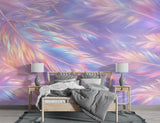 Peel and Stick Wall Mural Pastel Iridescent Feathers for Bedroom & Home Office